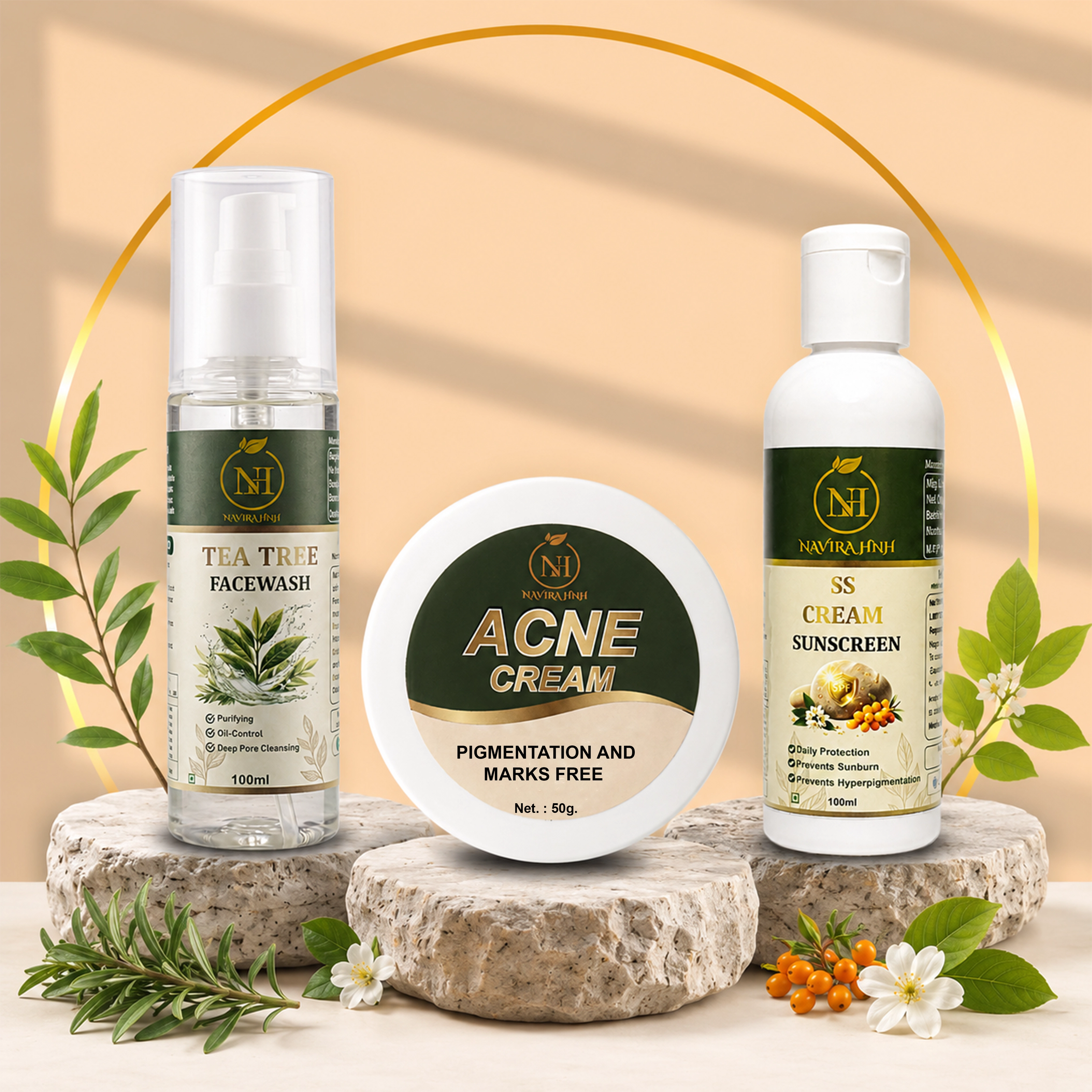 SS Cream Sunscreen | Tea Tree Facewash & Acne Cream